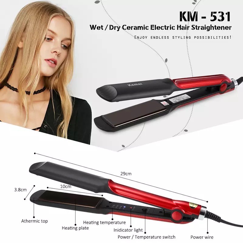 Kemei KM-531 Catokan Rambut Alat Catok 2 in 1 Professional Hair Straightener Kemei KM 531