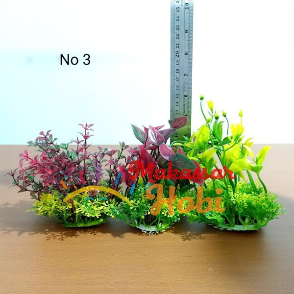 Tanaman Hias No 3 Hiasan Aksesoris Aquarium Aquascape Plastik 12-15 cm