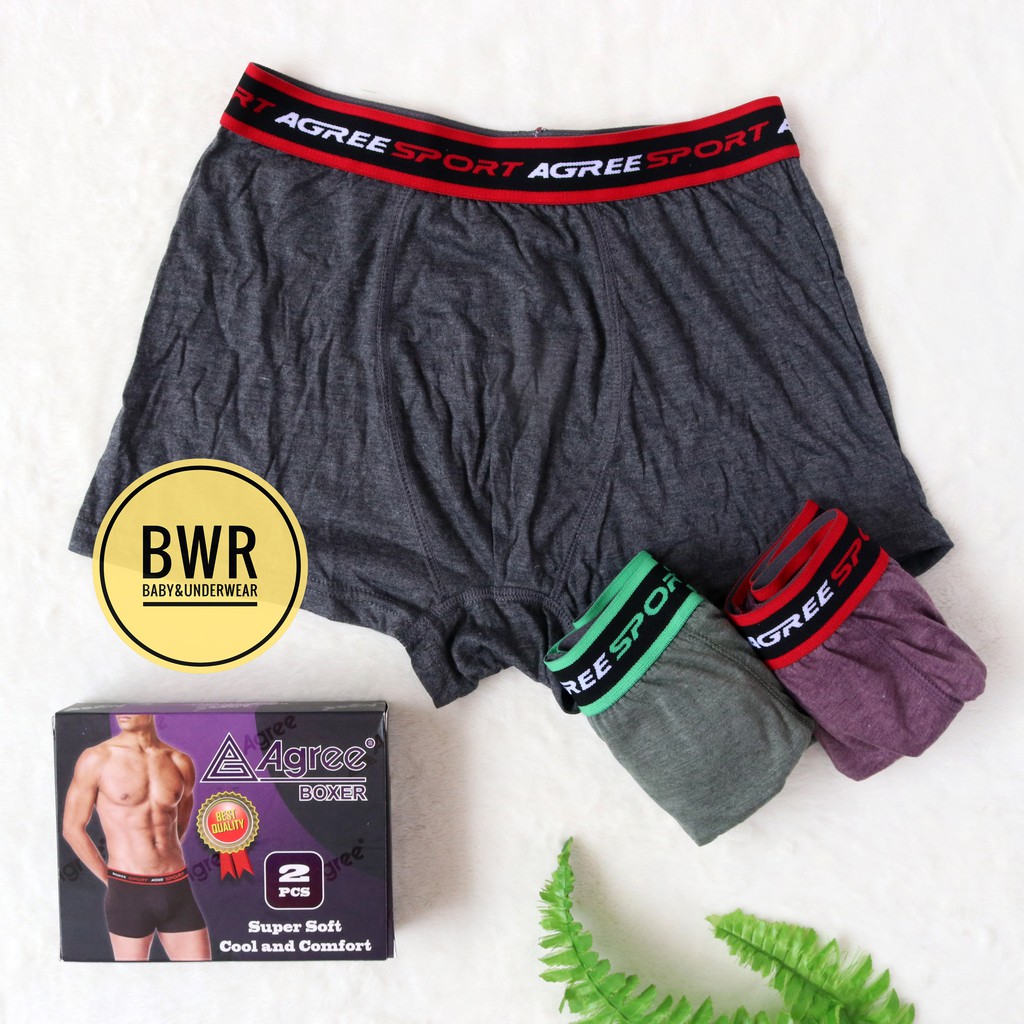 [ 2pc ] CD Boxer Pria Agree 6603 / Celana Dalam Pria Dewasa Karet Tebal | Bwr