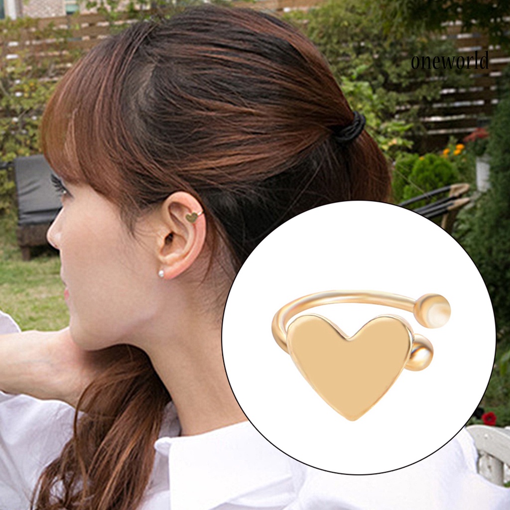 OW@ Earrings Exquisite Non Pierced Alloy Heart Star Triangle Moon Women Ear Cuff Clip for Party