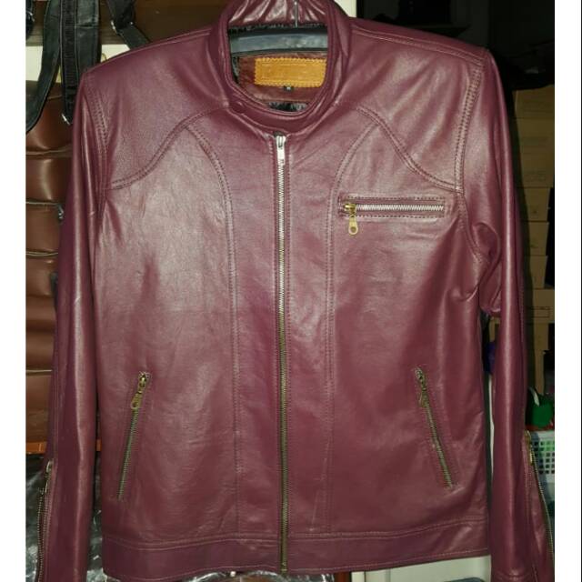 Jaket Pria Kulit Domba Maroon Murah
