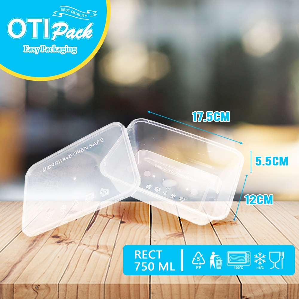 Thinwall Tempat Makan Plastik 750ml/ Kotak Makan / Tahan Freezer dan Microwave Oven OT750