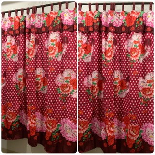 GORDEN TALI + RENDA MOTIF BUNGA MERAH DASAR POLKADOT PINK FANTA