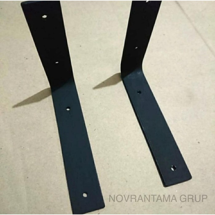 Rak siku besi L penyangga rak dinding 10x10cm braket siku dinding besi - Hitam