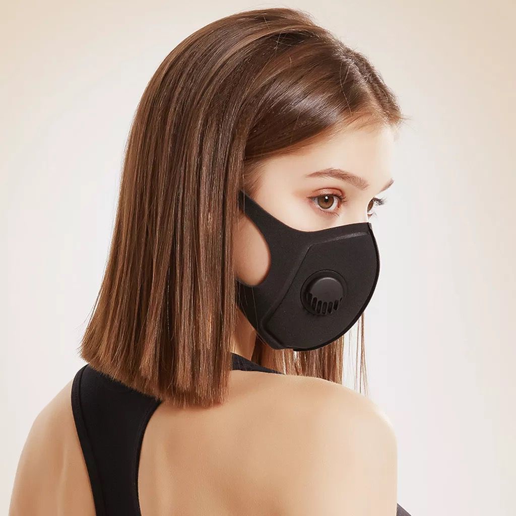 Masker KN95 Fashion Sport Unisex Katup Respirator Sponge Lembut Bisa Dicuci dengan Earloop Lebar