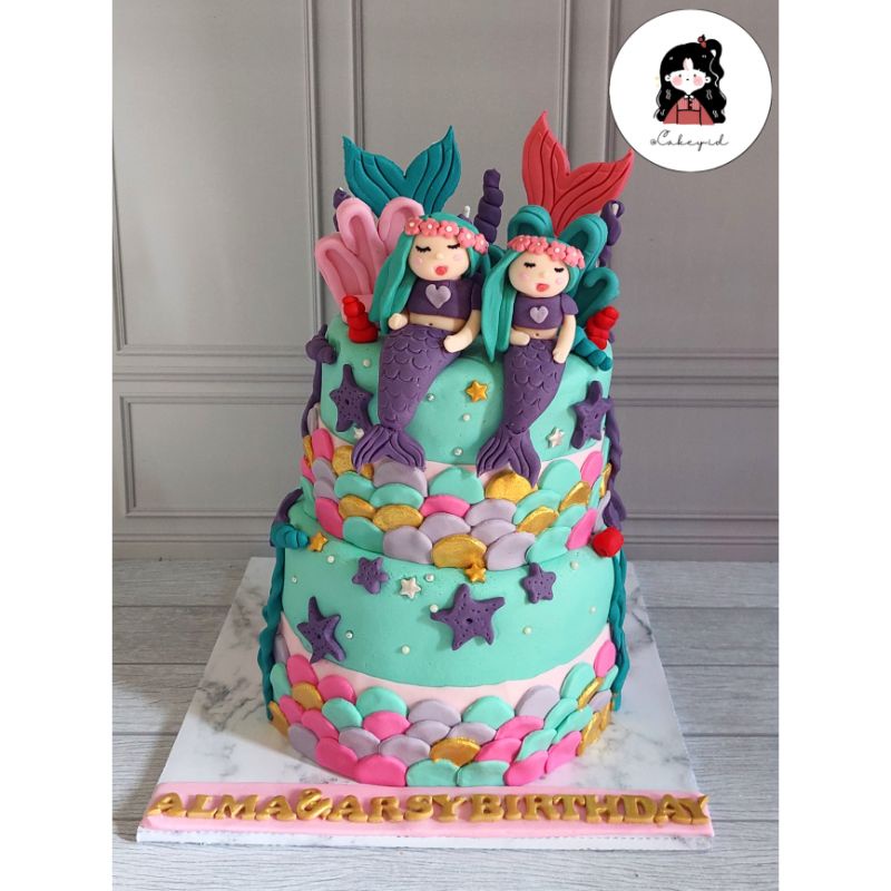 

Kue Ulang Tahun Karakter Mermaid (fondant 22+15cm)