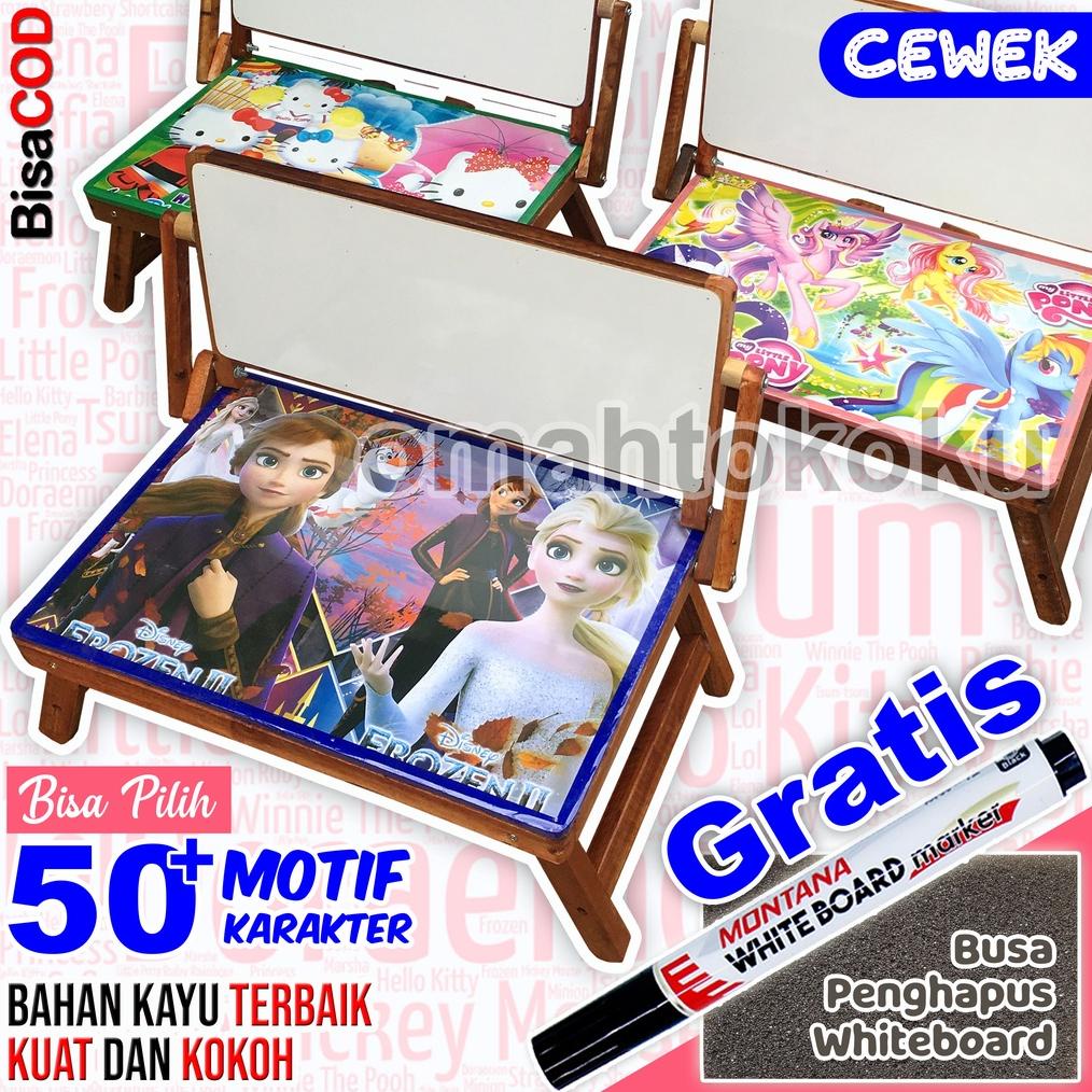 

Motif Cewek Perempuan Meja Belajar Lipat White Board Karakter Bonus Spidol Omahtokoku