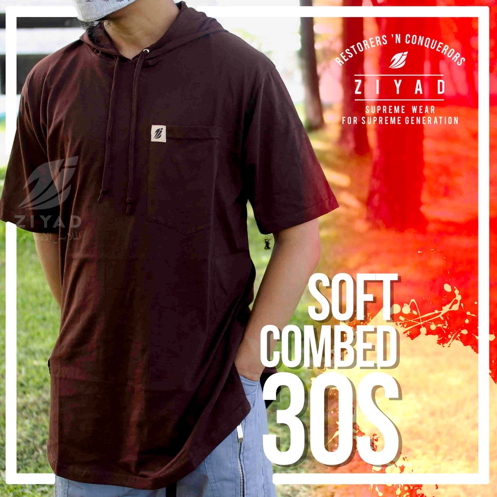 Kurta Kaos Pria Hoodie Coklat Premium Combed 30s Kaos Kurta Pria