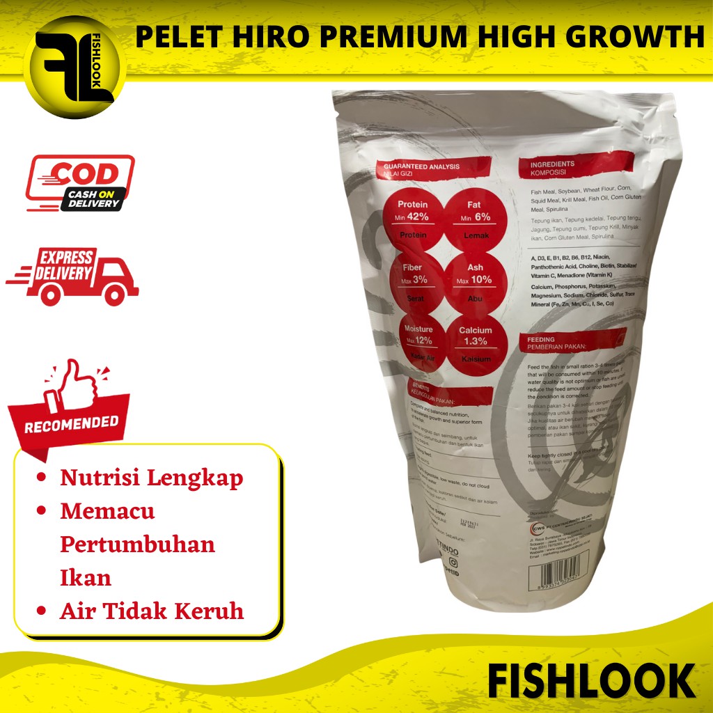 HIRO HIGH GROWTH PREMIUM KOI FOOD 1 KG PAKAN PELET MAKANAN IKAN HIAS