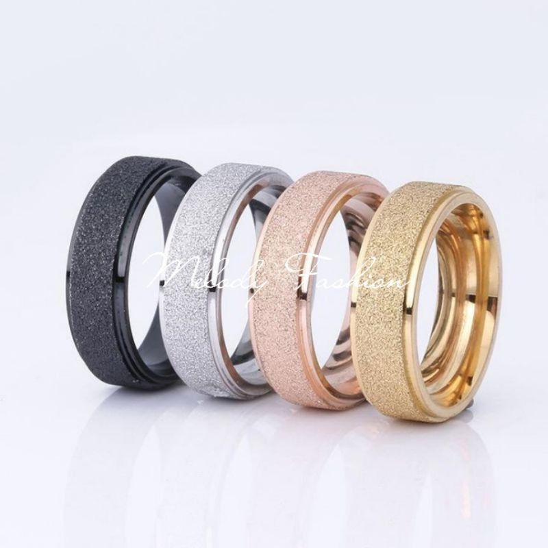 CINCIN TITANIUM HITAM/SILVER/GOLD PASIR POLOS