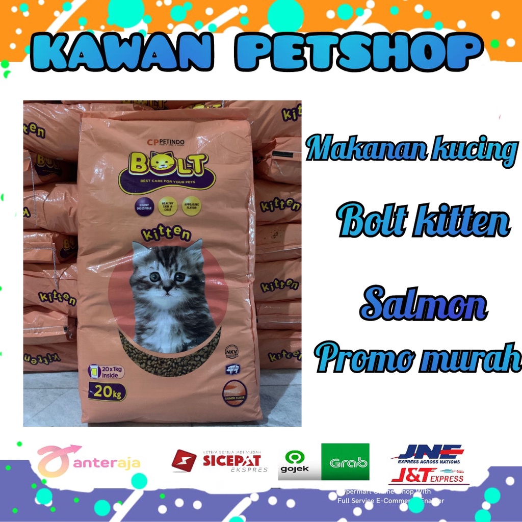 makanan kucing bolt kitten 1 kg promo murah-makanan kucing anakan bolt kitten salmon