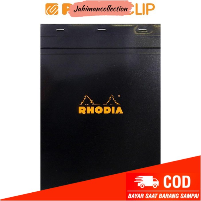 

✨ BISA COD ✨ NOTEPAD RHODIA N18 HEAD STAPLED BLACK A4 SQUARED 182009EXPC