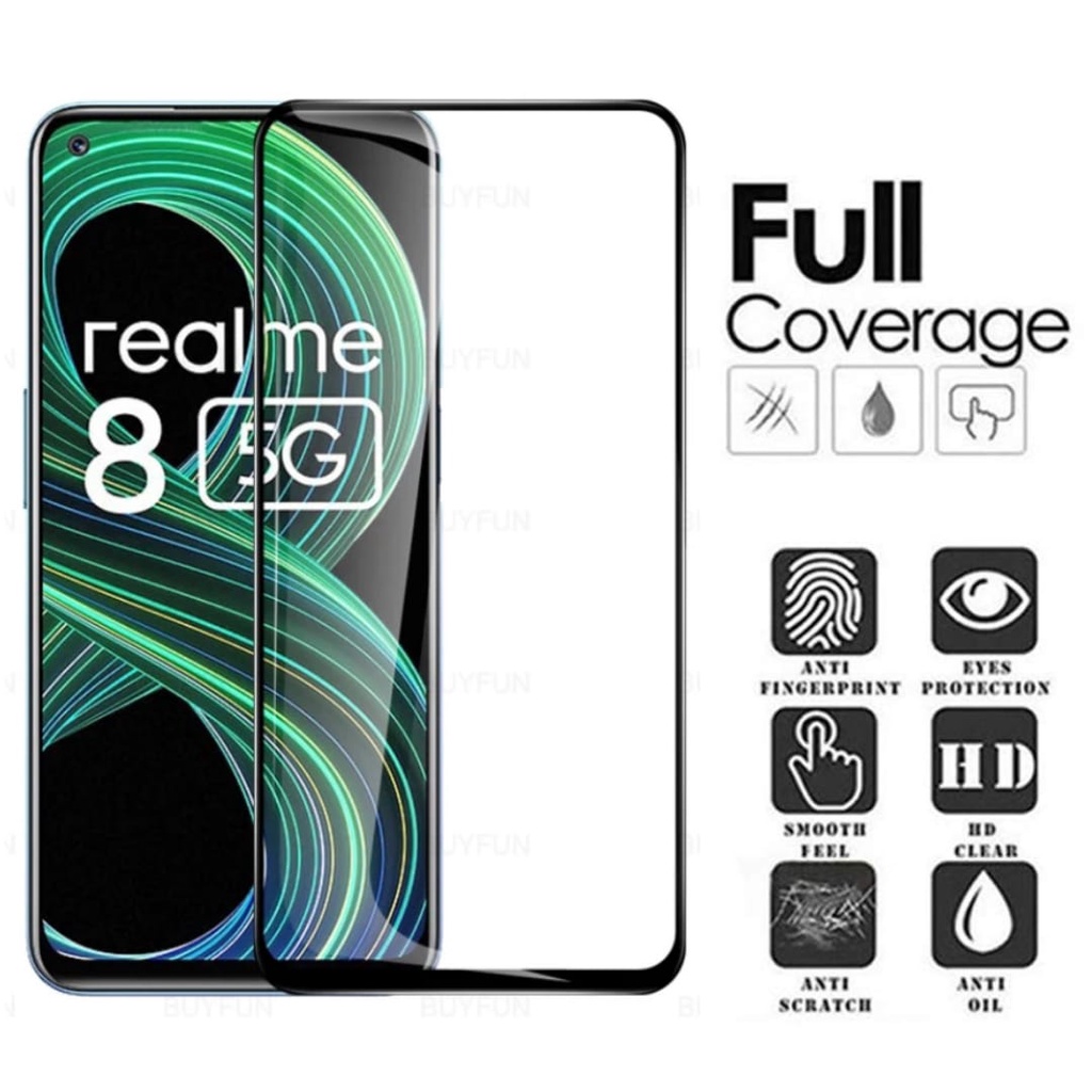 PROMO 2in1 Tempered Glass Realme 8 5G TG Layar FULL COVER Black Premium Free GarSkin Carbonflexible