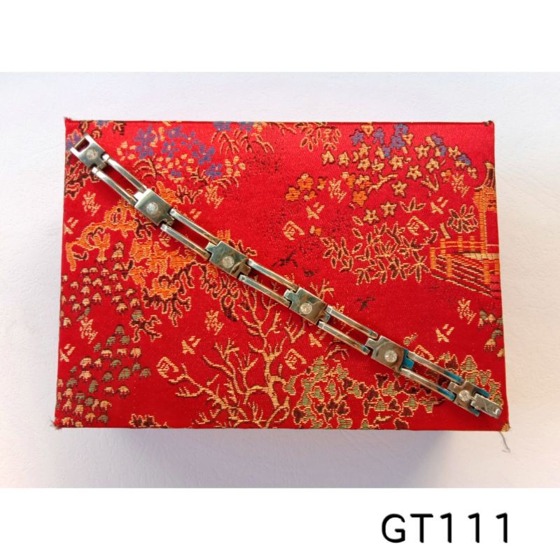 READY STOCK - Gelang Rantai Tebal Permata dan Polos [100% Besi Putih Asli] Kode GT111