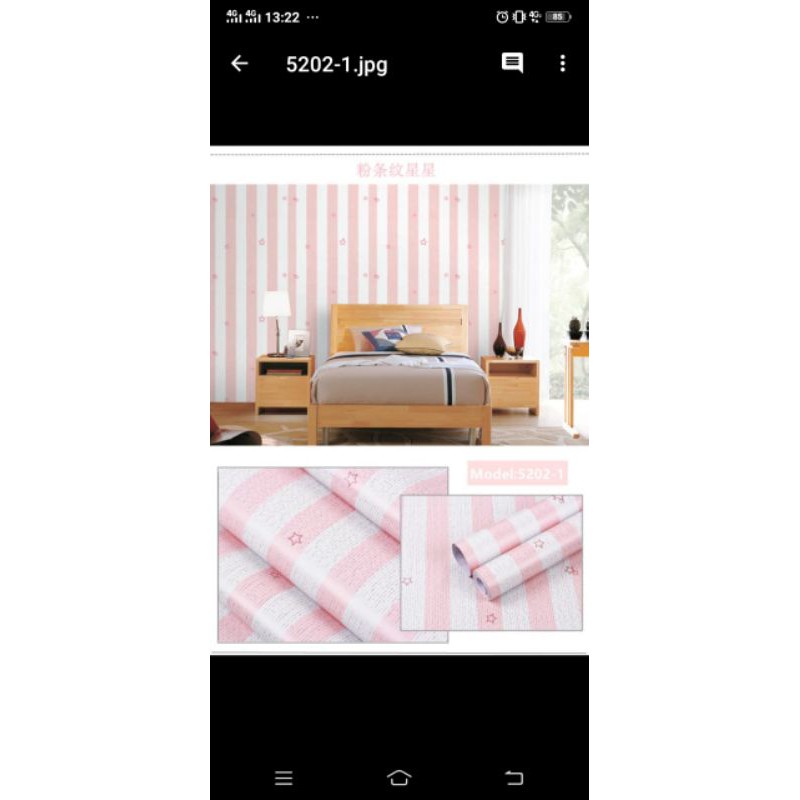 WALLPAPER STIKER DINDING MOTIF SALUR BINTANG PINK