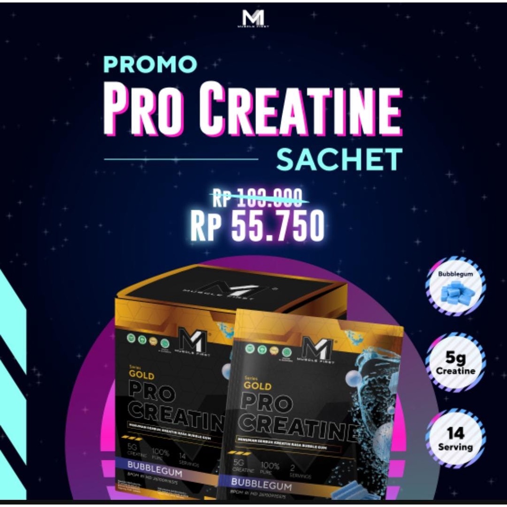 Jual Muscle First Gold Pro Creatine 1 Box 7 Sachet 14 Serving 70 Grams