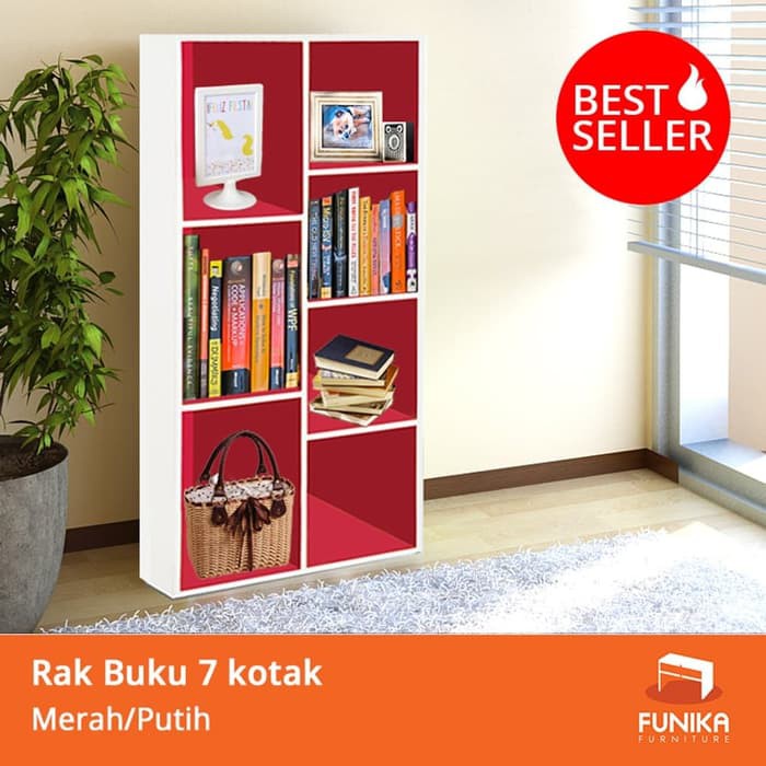 Rak Buku  7 Kotak  FUNIKA 13227 GR WH Shopee Indonesia