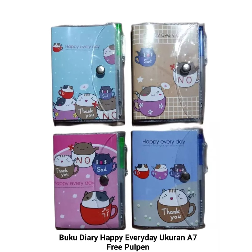 

Buku Diary Notes HAPPY EVERYDAY 1003734 AGENDA Kancing A7 (110 halaman) FREE Pulpen Bolpen Pen