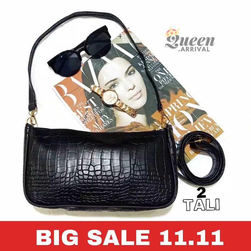 FIRDA BAG Croco Sling Bag Double Strap Tas Slempang Wanita Terbaru Shoulder Bag Wanita  Slingbag Wanita Korea Lokal  Tas Selempang Wanita Tas Double Strap Tas Wanita Model Korea Tas Croco Wanita Tas Sling Bag Wanita Tas Wanita Terbaru 2021