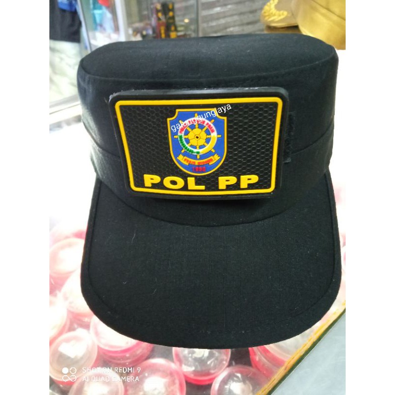 Topi komando satpol-PP hitam free bordir nama