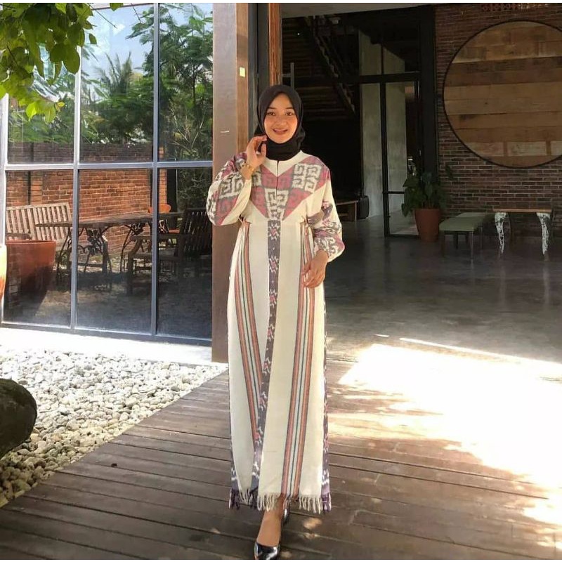 DRESS MUSLIM TENUN FASHION TROSO JEPARA, DRESS FASHION MUSLIM JEPARA, DRESS CASUAL MUSLIM TENUN, DRE