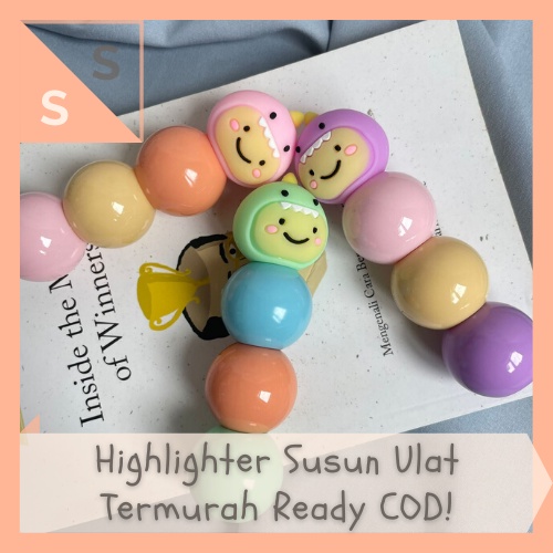 

[simplyshop] Set 3 Pcs Stackable Highlighter Susun / Marker Spidol Warna Pastel Bentuk Ulat Worm Caterpillars Dragon Naga Lucu