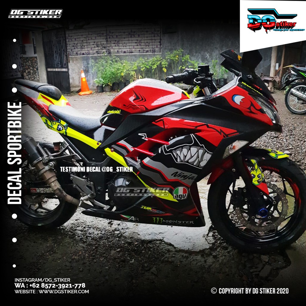 Decal Sticker Ninja 250 Fi Hitam Shark DG Stiker