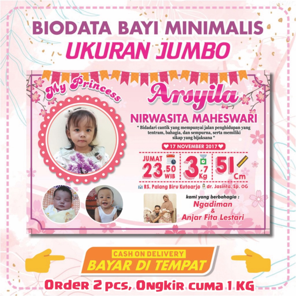 (COD) BIODATA BAYI - BABY BIO - BIODATA KELAHIRAN BAYI UNIK - KADO BABY NEWBORN - BIODATA ANAK