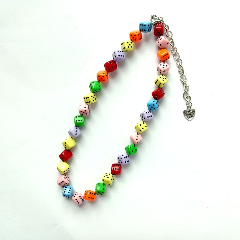 Melempar dadu warna-warni perhiasan set acrylic mini dadu gelang kalung