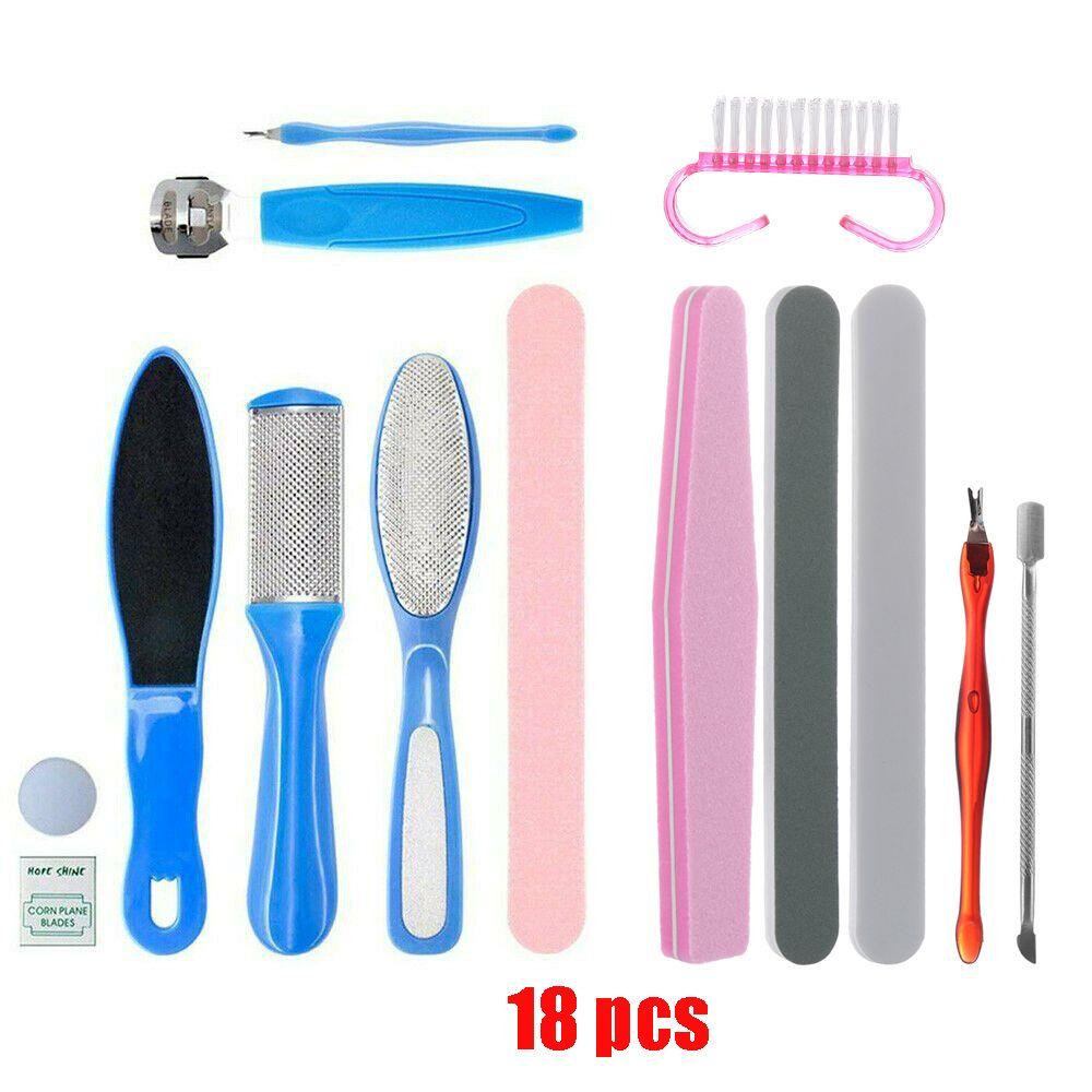 Nanas6 /12 /18 Pcs Manicure Pedicure Grooming Kit Di Rumah Digunakan Kikir Kuku Alat Perawatan Kuku Kerokan Kulit Mati