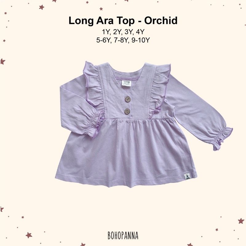 BohoBaby ATASAN ARA LONG TOP POLOS / Bohopanna Boho Ara Atasan Lengan Panjang 1-10y Anak Perempuan