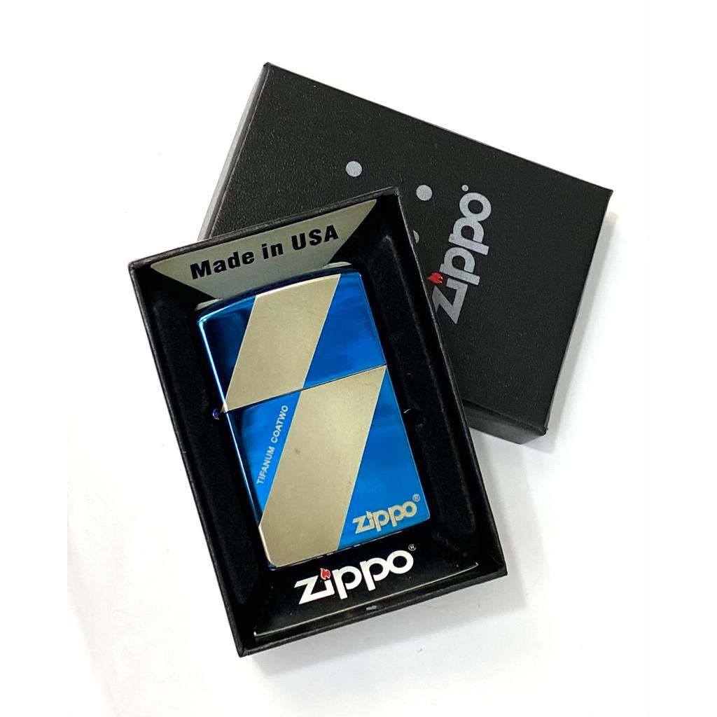 Korek Api Zippo Ice Blue Motif Premium Grade A Model Zig Zag Motif