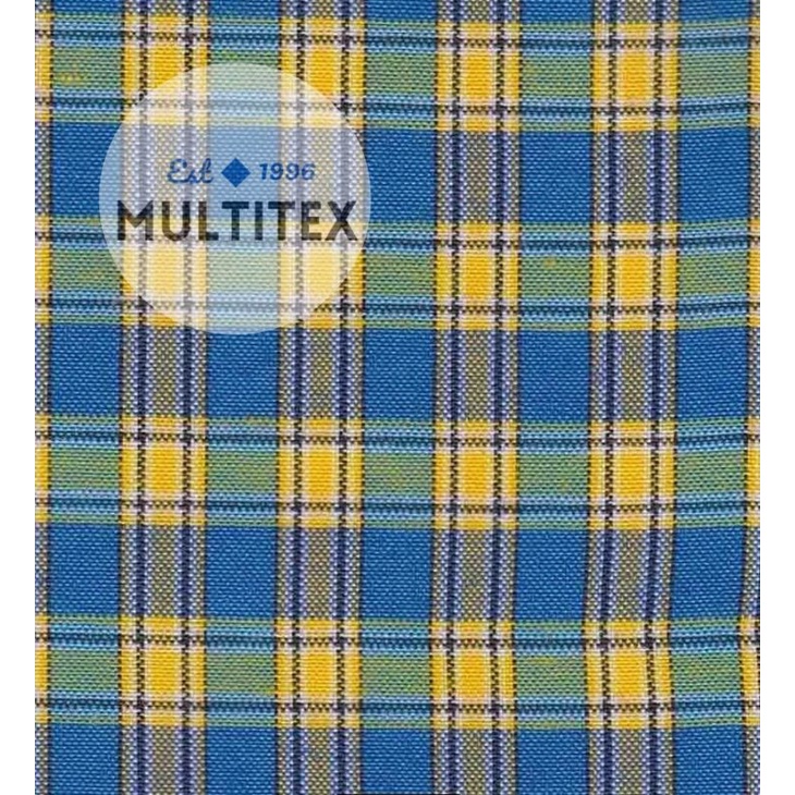 Jual Gulungan Bahan Kain Kotak Biru Kemeja Seragam Tc Katun Cotton