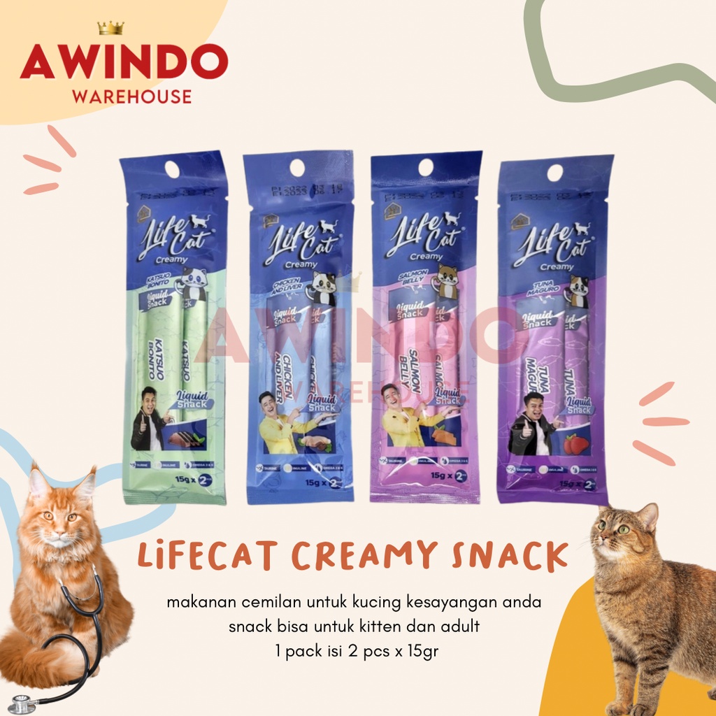 LIFE CAT CREAMY - Makanan Cemilan Snack Kucing Kitten Adult Lifecat Creamy 30gr