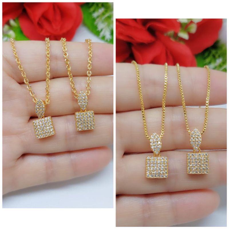 Set Xuping Kalung+Liontin Full Permata Lapis emas 18k 061.062