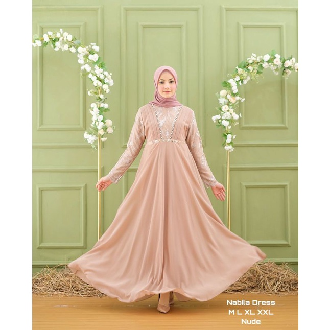 nabila dress / gamis lilac / gamis lavender / gamis pesta / baju pesta terbaru / gamis viral