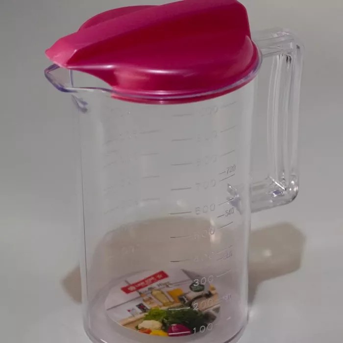 Gelas Takar Tutup 1000ml / Gelas ukur 1000ml - Merah Muda