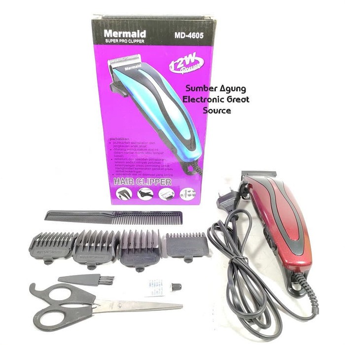 Super Pro Clipper Mermaid MD4605 Alat Cukur Rambut Hair Cliper Listrik