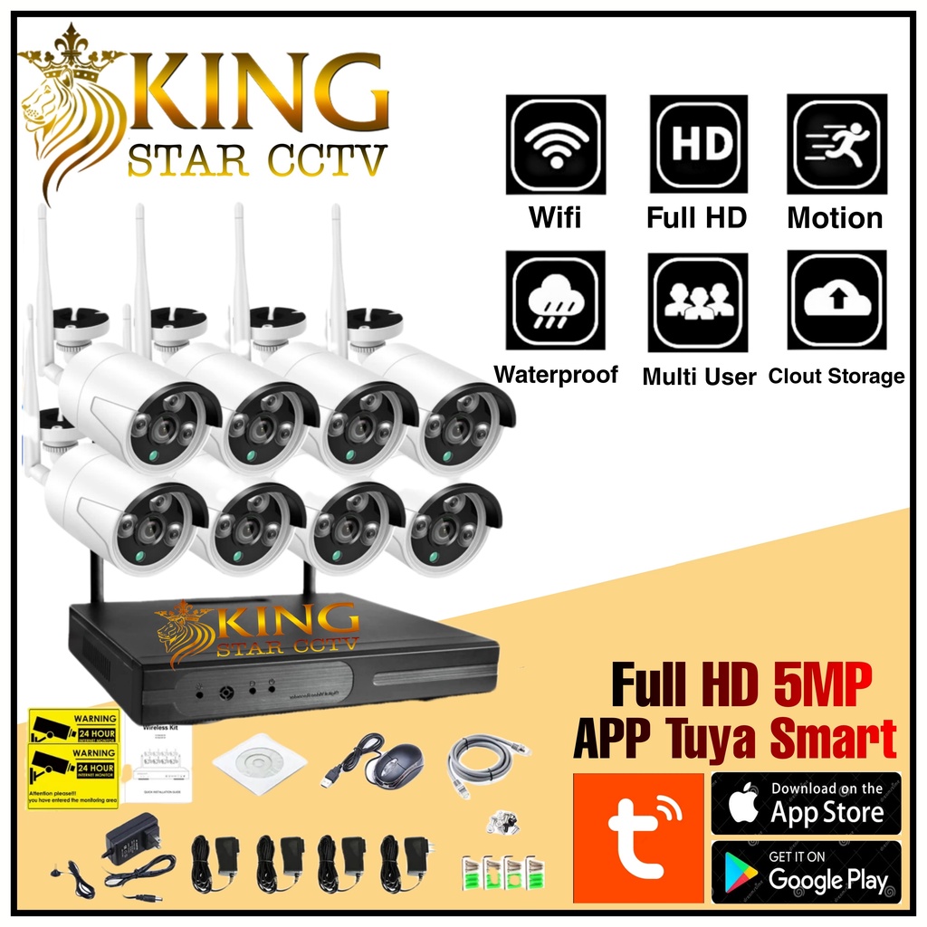 NEW Paket NVR KIT 8CH Wireless Paket IP Camera CCTV Tanpa Kabel 8 Channel  Outdoor Waterproof