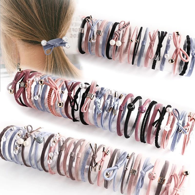 12pcs/set Ikat Rambut MF45 Simple Bahan Karet Untuk Wanita NO BOX