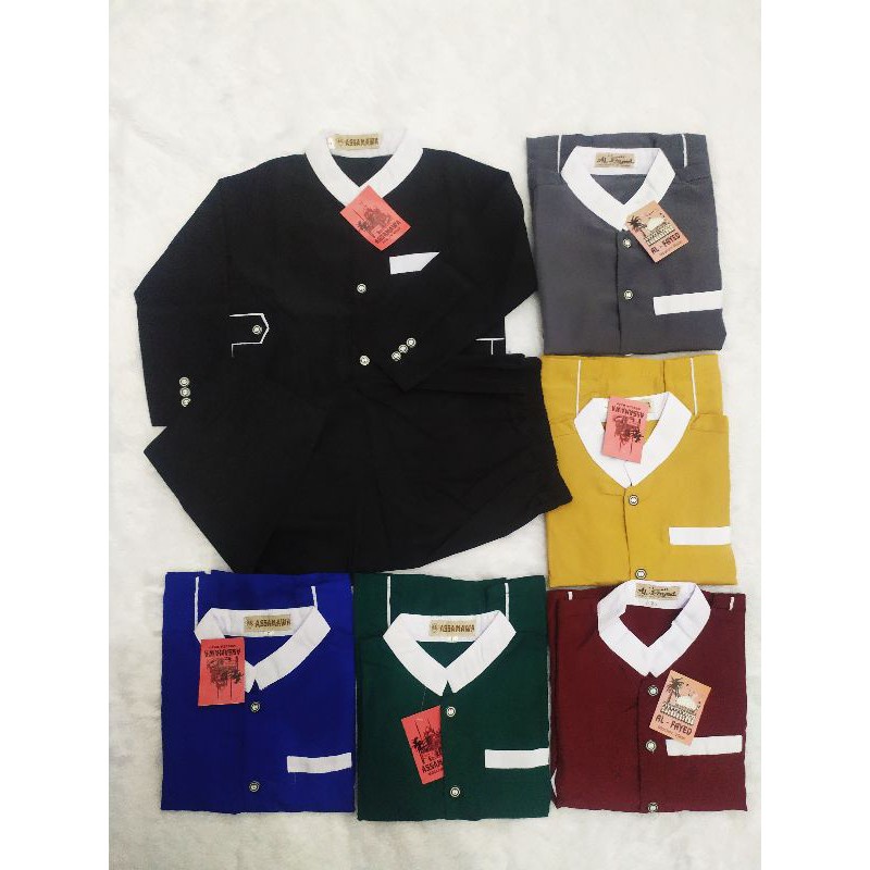 Baju Setelan Jasko Hitam Hitam Koko Anak Hitam Busana Muslim Anak Laki Laki Usia 4 - 12 Tahun