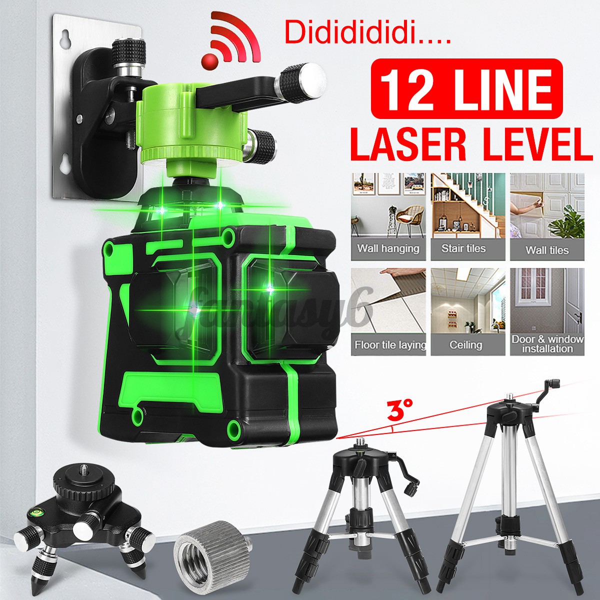 3d 12 Line Green Light Laser Level Digital Self Leveling 360 Rotary Measure Ready Stock Shopee Indonesia