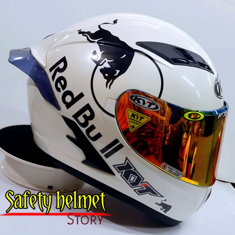 Helm Kyt FALCON FR Solid white Paket Ganteng Redbull Free Kaca original-6