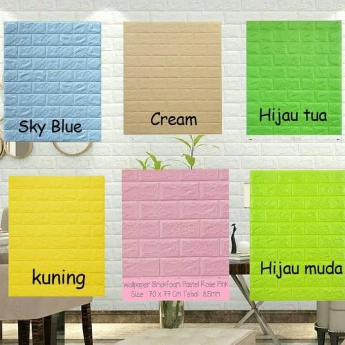 Wallpaper 3D Sticker Foam WARNA KOMPLIT Tebal 6mm