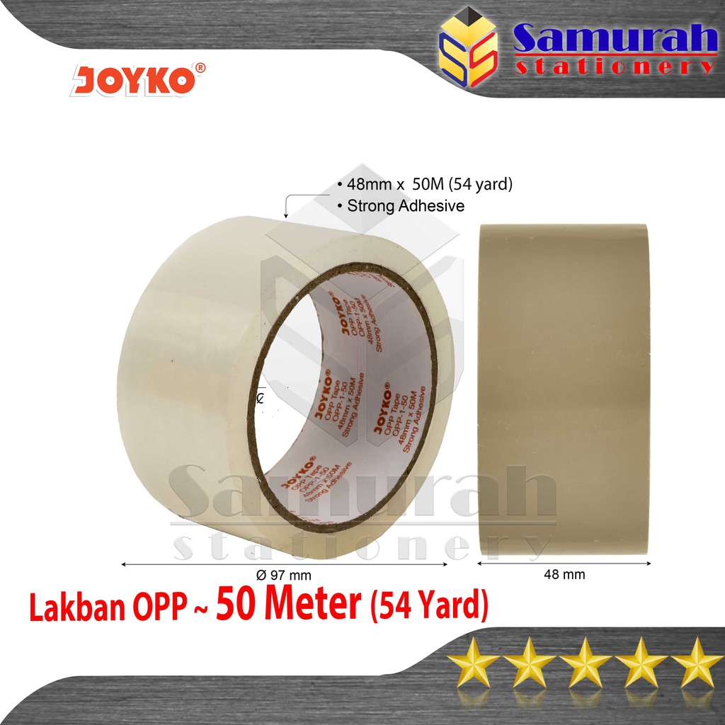 Jual Lakban Plastik OPP Tape 48 Mm X 50 Meter Joyko Bening Coklat 2 Perekat Solatip 54 Yard