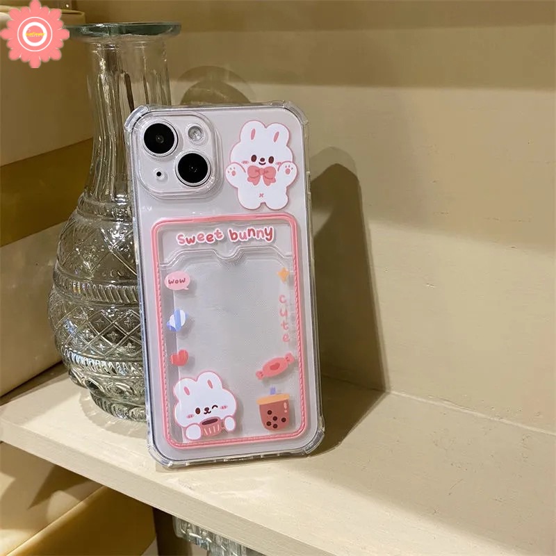 Soft Case Tpu Transparan Shockproof Motif Kartun Kelinci Untuk iPhone 11 7 6s 8 plus 13 12 Pro Max 6 XR X XS Max SE 2020