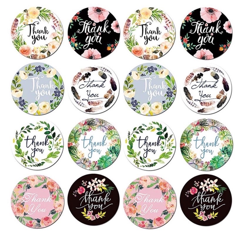 (50pcs) Stiker Thank You Bulat size 2,5cm / Thank You stickers Olshop etc-TY Bunga