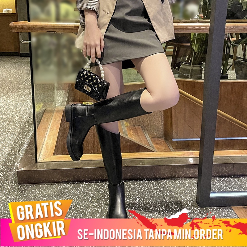 Sepatu Wanita Bawah Lutut Boots Panjang Wanita 2021 Kepala Bulat Tebal Bawah Tinggi Meningkatkan Boo