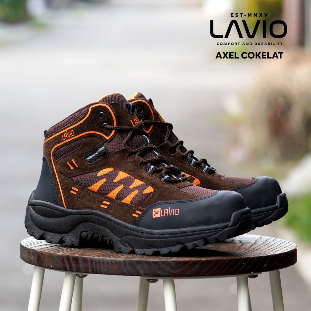 Sepatu Boots Pria Ujung Besi Hikking Lavio Axel