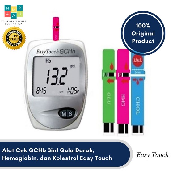 Alat Cek HB Tes Hemoglobin Easy Touch GCHb 3 in 1 Bisa Cek Gula Darah Kolesterol Original Free Ta